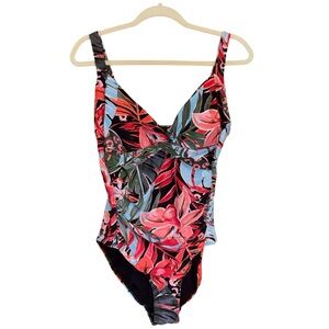 Niptuck Swim Floral Twist Front One Piece Swimsuit Size 10